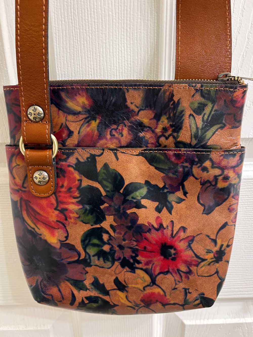 Patricia Nash Stipes floral leather crossbody - Like New - Picture 2 of 10